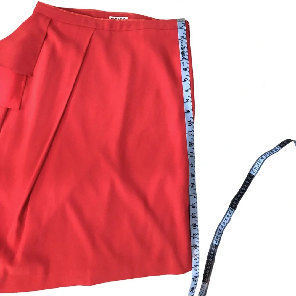 REISS Dita Waterfall Draped Crepe Skirt Bold Orange Asymmetrical Midi Womens 8 - Picture 10 of 13